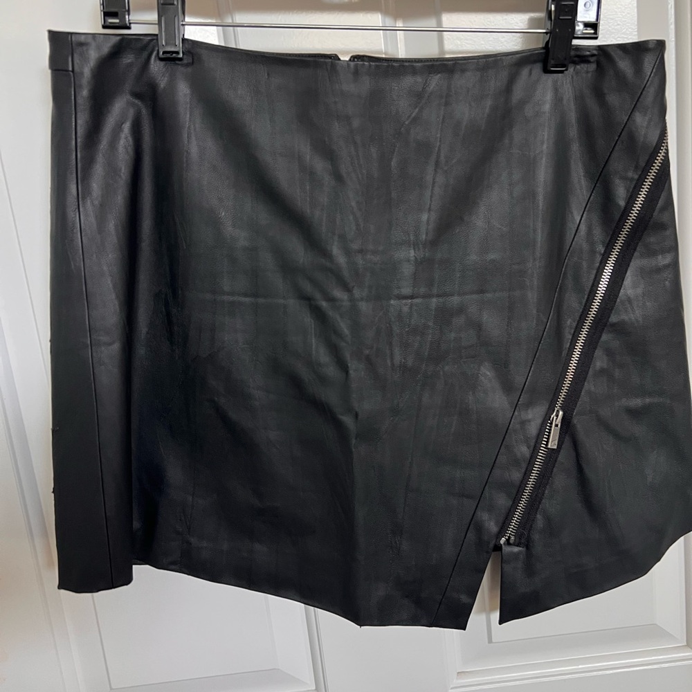 Black Pleather Skirt with Zipper Detail